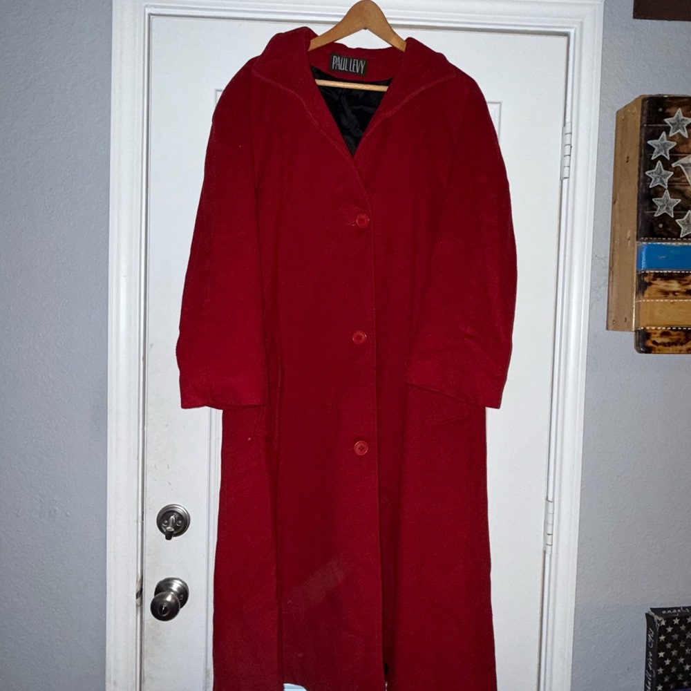 Paul Levy Women's Red Wool Coat - Vintage - Full Length
